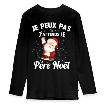J'peux pas j'attends le Père Noël idée cadeau - T-shirt manches longues Premium Ado - noir - Devant - AI Model Kid Female (0cm)