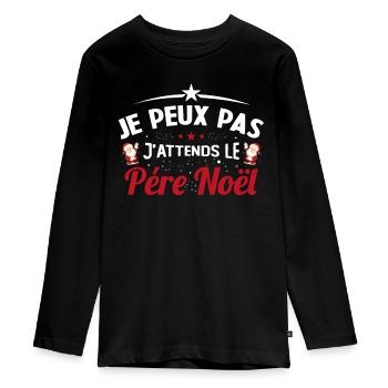 J'peux pas j'attends le Père Noël idée cadeau - T-shirt manches longues Premium Ado - noir - Devant - AI Model Kid Female (0cm)