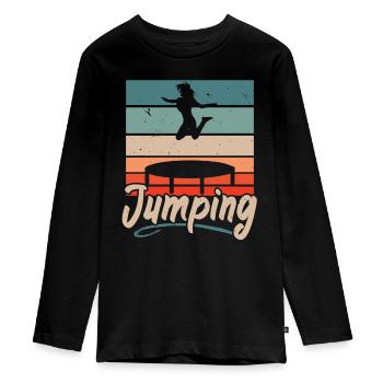 Trampoline de saut Trampoline Trampoline saut de trampoline - T-shirt manches longues Premium Ado - noir - Devant - AI Model Kid Female (0cm)