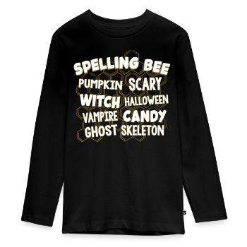 Halloween, Witch, Candy, Ghost - Teenager Premium Organic Long Sleeve Shirt - black - Front - AI Model Kid Female (0cm)