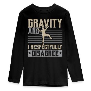 Gravity and I don't agree Boul - Teenager Premium Organic Long Sleeve Shirt - black - Front - AI Model Kid Female (0cm)