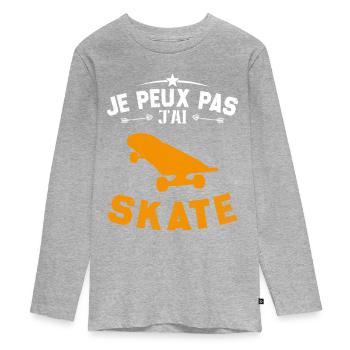 Je Peux Pas J'ai Skate - T-shirt manches longues Premium Ado - gris chiné - Devant