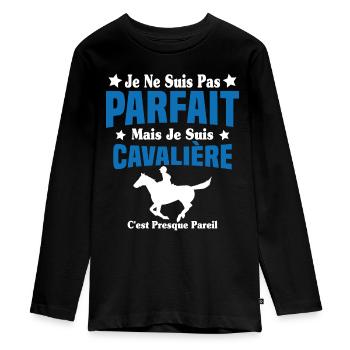 Je ne suis pas Parfait mais je suis Cavalière - T-shirt manches longues Premium Ado - noir - Devant - AI Model Kid Female (0cm)