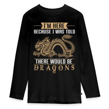 Men Boys Medieval Dragon Lover - Teenager Premium Organic Long Sleeve Shirt - black - Front - AI Model Kid Female (0cm)