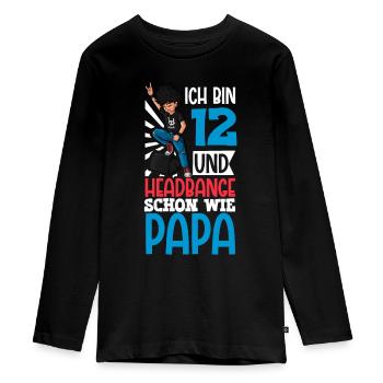 Ich bin 12 - Jungen Rocker - Teenager Premium Bio Langarmshirt - Schwarz - Vorne - AI Model Kid Female (0cm)