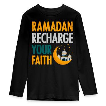 Célébration du Ramadan, fête musulmane - T-shirt manches longues Premium Ado - noir - Devant - AI Model Kid Female (0cm)