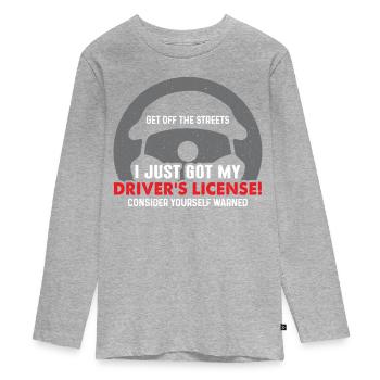 Permis de conduire - T-shirt manches longues Premium Ado - gris chiné - Devant
