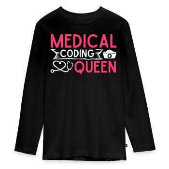 Medical Encoder Medical Programmer - Teenager Premium Organic Long Sleeve Shirt - black - Front - AI Model Kid Female (0cm)