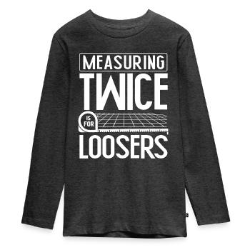 Flooring installer, tile warehouse - Teenager Premium Organic Long Sleeve Shirt - heather anthracite - Front - AI Model Kid Female (0cm)
