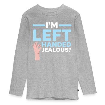 Je suis jaloux gaucher ? Gaucher Wi - T-shirt manches longues Premium Ado - gris chiné - Devant