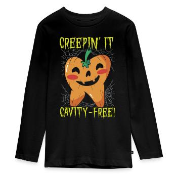 Does it crawl tooth decay free! - Teenager Premium Organic Long Sleeve Shirt - black - Front - AI Model Kid Female (0cm)