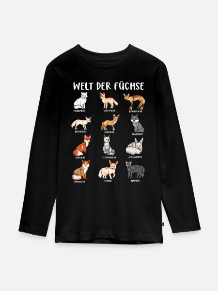 Verschiedene Fuchsarten - Welt der Füchse - Teenager Premium Bio Langarmshirt - Schwarz