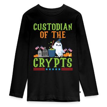 Custos of the Crypt School Caretaker Halloween - Teenager Premium Organic Long Sleeve Shirt - black - Front - AI Model Kid Female (0cm)