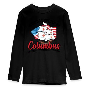 Von Kolumbus entdeckte Welten Indigene - Teenager Premium Bio Langarmshirt - Schwarz - Vorne - AI Model Kid Female (0cm)