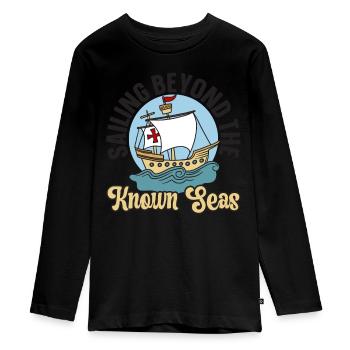 Naviguer au-delà des mers bien connues Columbus Day - T-shirt manches longues Premium Ado - noir - Devant - AI Model Kid Female (0cm)