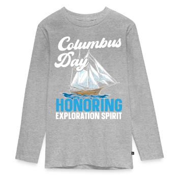 Columbus Day : honorer l’ de découverte - T-shirt manches longues Premium Ado - gris chiné - Devant
