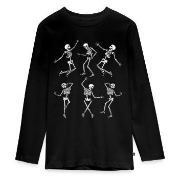 Halloween Costume Party Skeleton Dance - Teenager Premium Organic Long Sleeve Shirt - black - Front - AI Model Kid Female (0cm)
