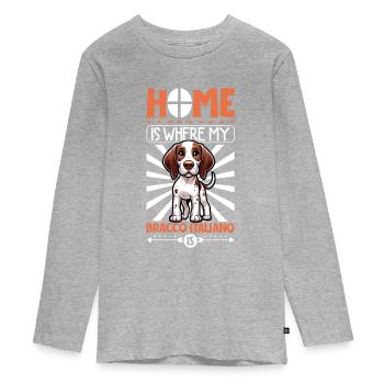 Home - Bracco Italiano - Teenager Premium Organic Long Sleeve Shirt - heather grey - Front