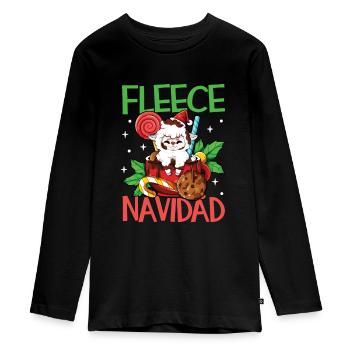 Fleece Navidad - Weihnachten Lama - Teenager Premium Bio Langarmshirt - Schwarz - Vorne - AI Model Kid Female (0cm)