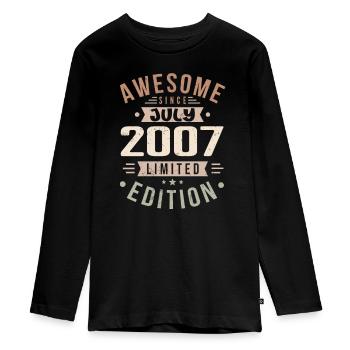 Juli 2007 Geburtstag Juli 2007 Geburtstagsgeschenk - Teenager Premium Bio Langarmshirt - Schwarz - Vorne - AI Model Kid Female (0cm)