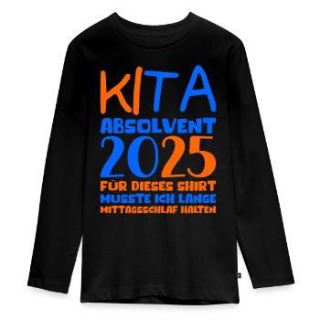 Abschied Kindergarten 2025 Geschenk Mädchen Jungen - Teenager Premium Bio Langarmshirt - Schwarz - Vorne - AI Model Kid Female (0cm)