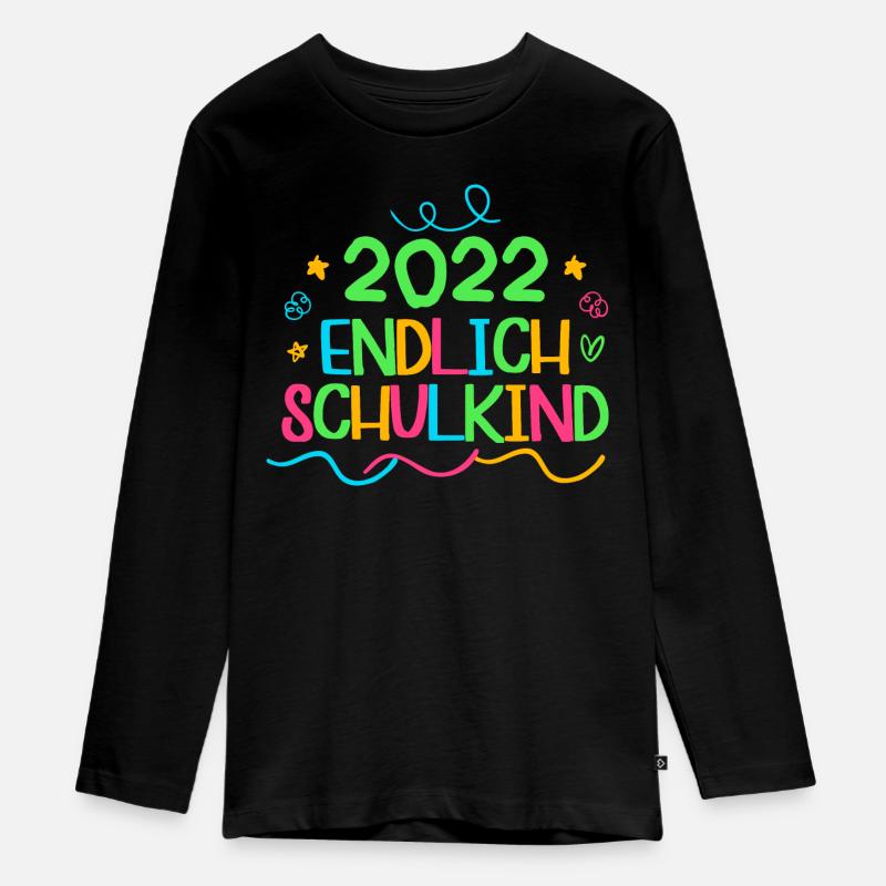 2022 endlich schulkind, Einschulung Erstklässler - Teenager Premium Bio Langarmshirt - Schwarz