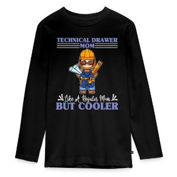 Technical Drawer Mom Like A Regualr Mom But Cooler - Teenager Premium Organic Long Sleeve Shirt - black - Front - AI Model Kid Female (0cm)