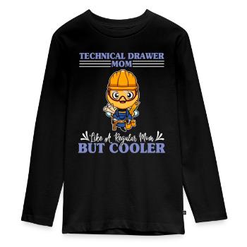 Technical Drawer Mom Like A Regualr Mom But Cooler - Teenager Premium Organic Long Sleeve Shirt - black - Front - AI Model Kid Female (0cm)