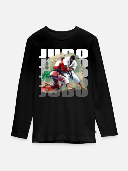 Judo - Teenager Premium Bio Langarmshirt - Schwarz