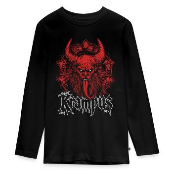 KRAMPUS NIKOLAUS NIKOLO KRAMPUSTAG PERCHTEN - Teenager Premium Organic Long Sleeve Shirt - black - Front - AI Model Kid Female (0cm)