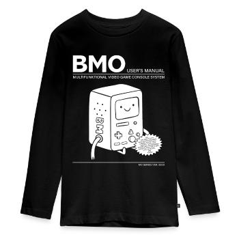 Adventure Time BMO User's Manual - Teenager Premium Organic Long Sleeve Shirt - black - Front - AI Model Kid Female (0cm)