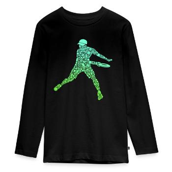 Discgolfer Symbole Discgolf Jungen Disc Golf - Teenager Premium Bio Langarmshirt - Schwarz - Vorne - AI Model Kid Female (0cm)