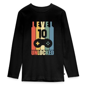 Level 10 - Teenager Premium Bio Langarmshirt - Schwarz - Vorne - AI Model Kid Female (0cm)