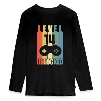 Niveau 14 - T-shirt manches longues Premium Ado - noir - Devant - AI Model Kid Female (0cm)