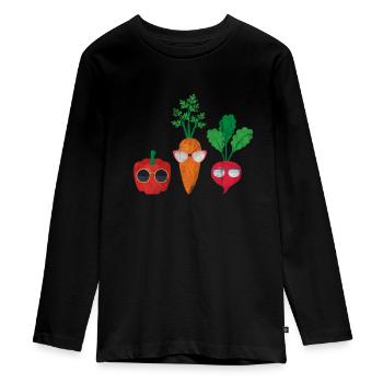 Vegan - T-shirt manches longues Premium Ado - noir - Devant - AI Model Kid Female (0cm)