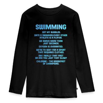 Schwimmen - Teenager Premium Bio Langarmshirt - Schwarz - Vorne - AI Model Kid Female (0cm)