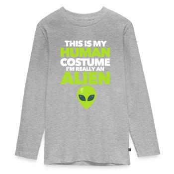 Alien - Teenager Premium Organic Long Sleeve Shirt - heather grey - Front