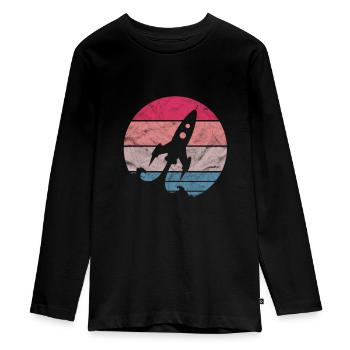 Rocket astronaut space space travel gift - Teenager Premium Organic Long Sleeve Shirt - black - Front - AI Model Kid Female (0cm)
