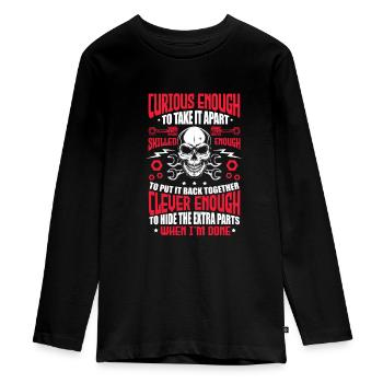 mechanic - Teenager Premium Organic Long Sleeve Shirt - black - Front - AI Model Kid Female (0cm)