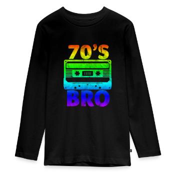 70er Jahre - Teenager Premium Bio Langarmshirt - Schwarz - Vorne - AI Model Kid Female (0cm)