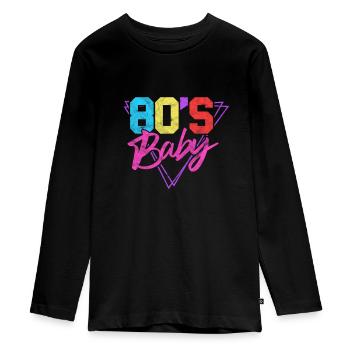 Années 80 - T-shirt manches longues Premium Ado - noir - Devant - AI Model Kid Female (0cm)