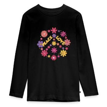 Hippy - Teenager Premium Organic Long Sleeve Shirt - black - Front - AI Model Kid Female (0cm)