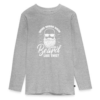 Beard - Teenager Premium Organic Long Sleeve Shirt - heather grey - Front