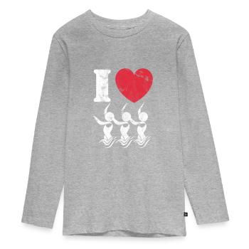 Synchronschwimmen - Teenager Premium Bio Langarmshirt - Grau meliert - Vorne