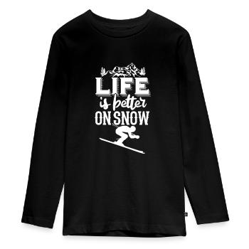 Ski - Teenager Premium Bio Langarmshirt - Schwarz - Vorne - AI Model Kid Female (0cm)