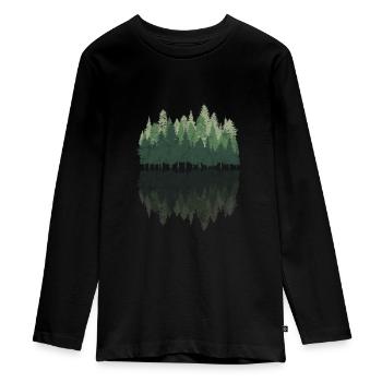 Bos - Tieners Premium Bio shirt met lange mouwen - zwart - Voor - AI Model Kid Female (0cm)