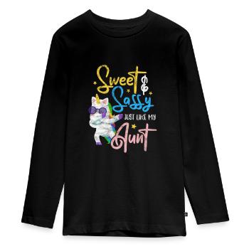 Tante - T-shirt manches longues Premium Ado - noir - Devant - AI Model Kid Female (0cm)