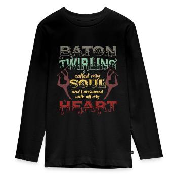Gymnastique Gymnastes Baton Gift Baton Twirling - T-shirt manches longues Premium Ado - noir - Devant - AI Model Kid Female (0cm)