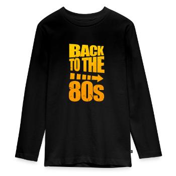 80 - Teenager Premium Organic Long Sleeve Shirt - black - Front - AI Model Kid Female (0cm)