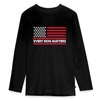 École de chien USA Chien Pet America Gift - T-shirt manches longues Premium Ado - noir - Devant - AI Model Kid Female (0cm)
